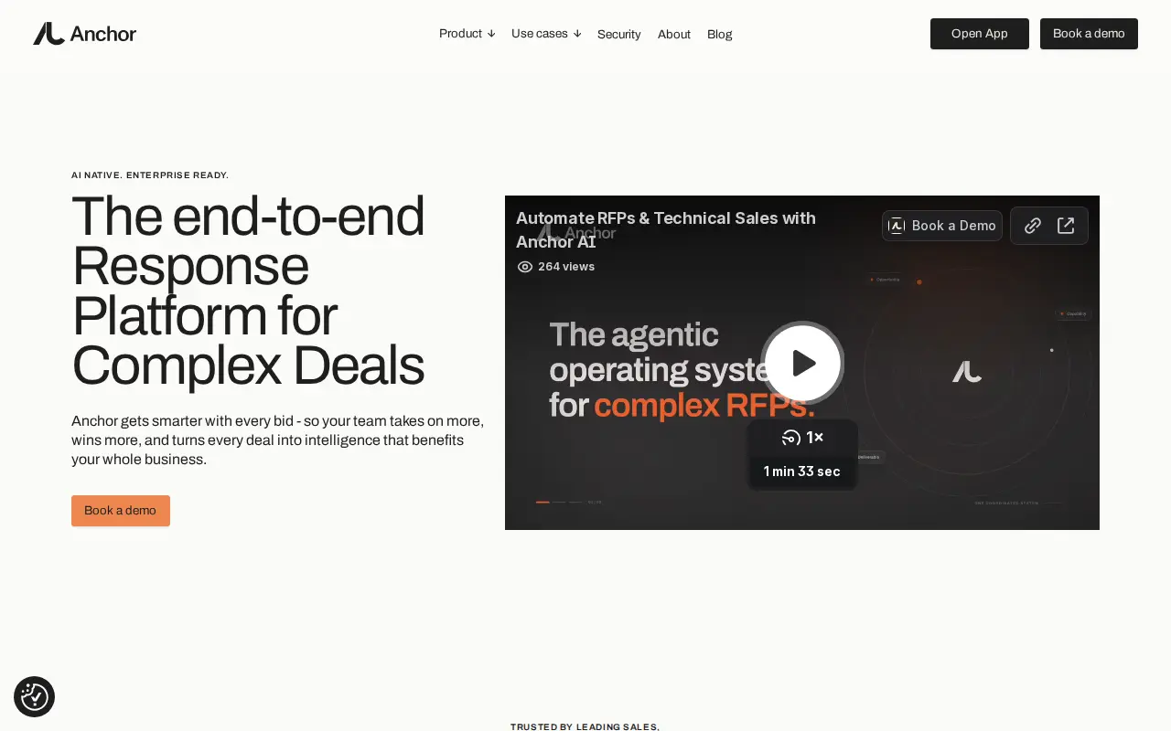Screenshot of the Anchor website
