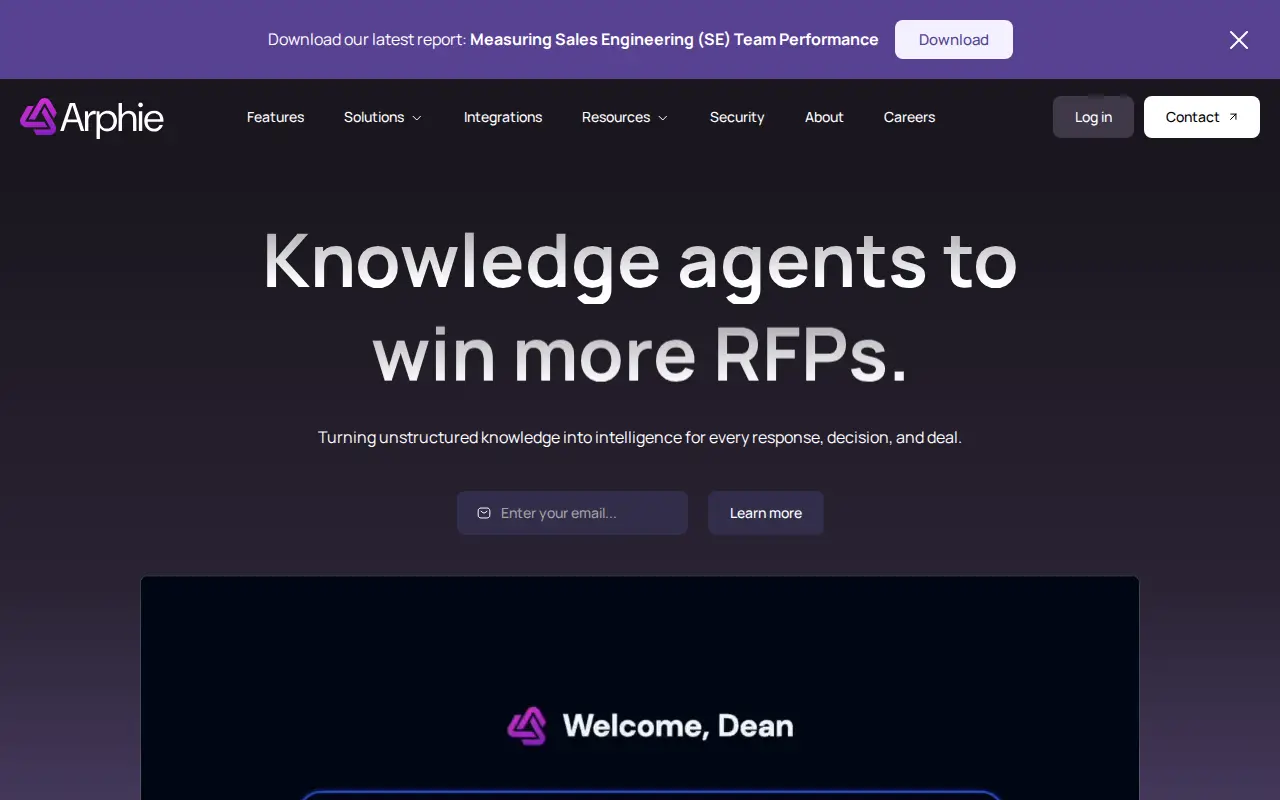 Screenshot of the Arphie website