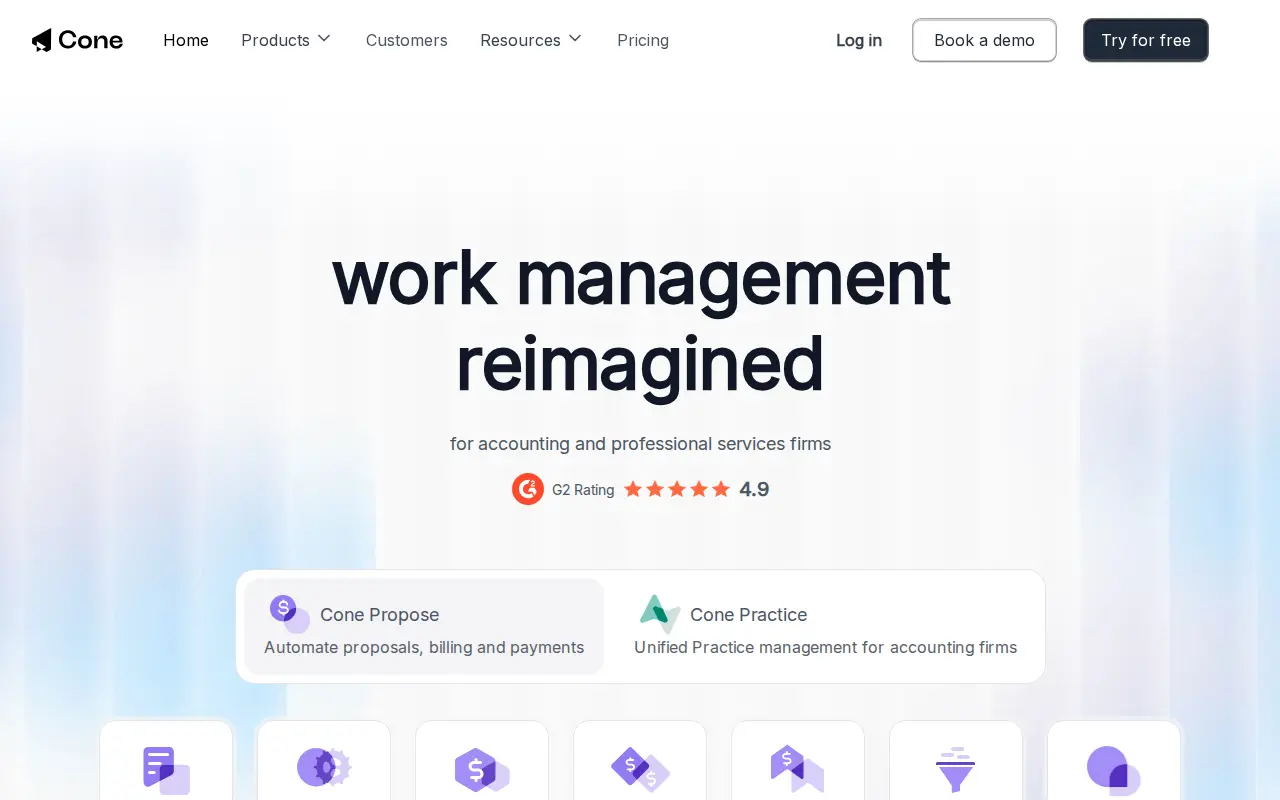 Screenshot of the Cone website