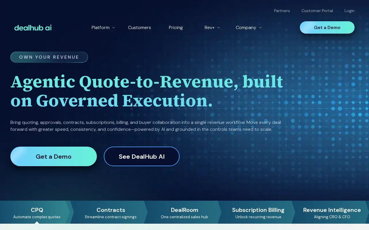 Screenshot of the DealHub website
