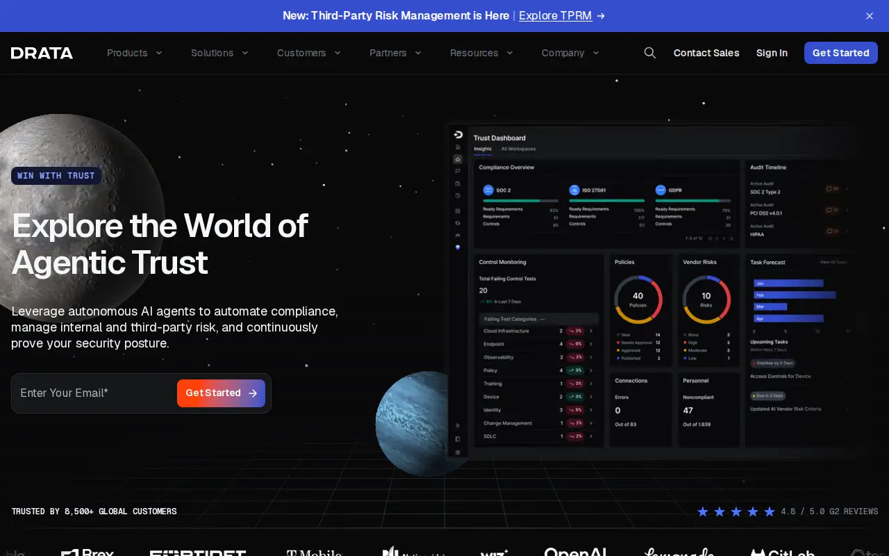Screenshot of the Drata website