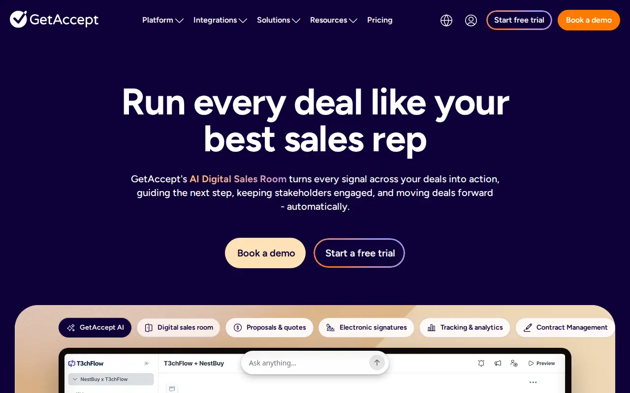 Screenshot of the GetAccept website