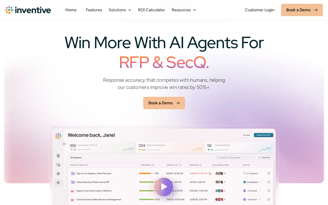 Screenshot of the Inventive AI website