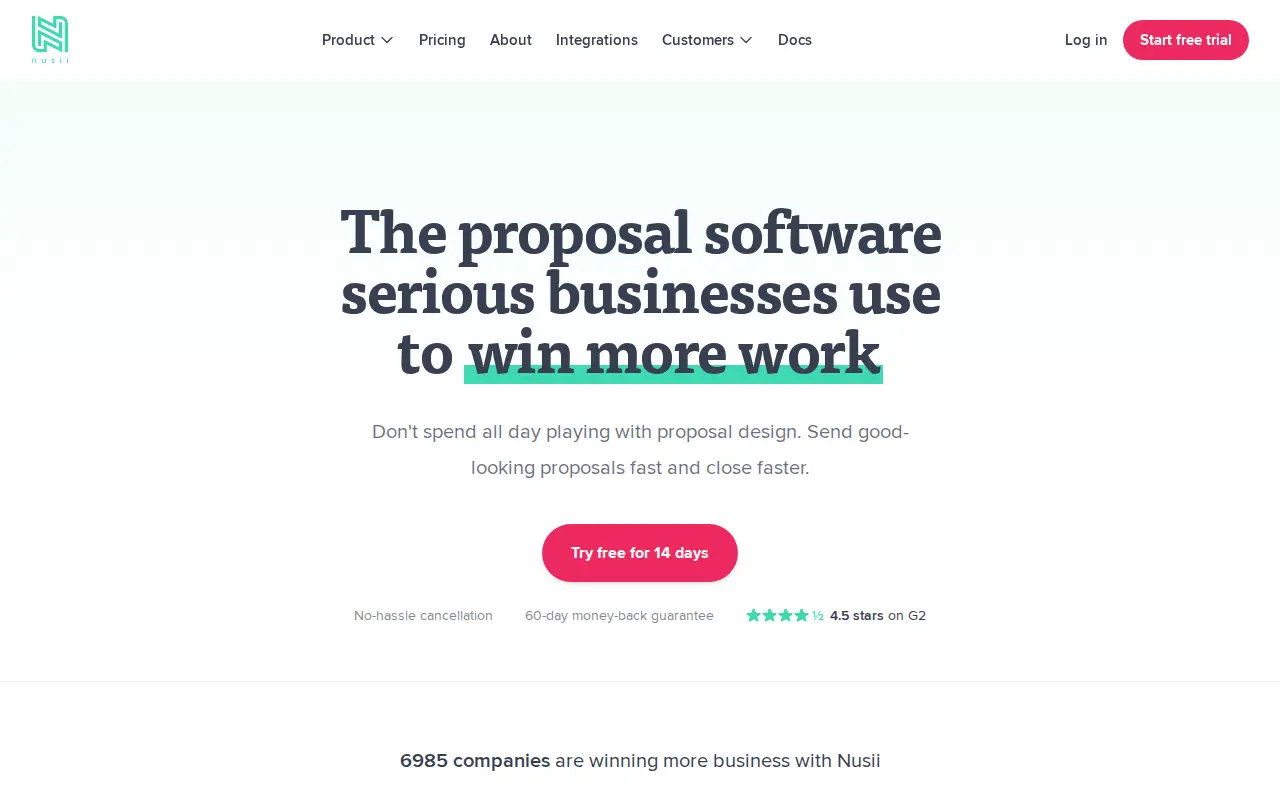 Screenshot of the Nusii website