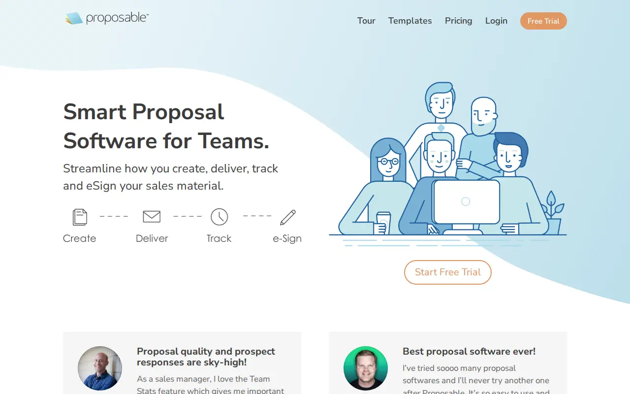 Screenshot of the Proposable website