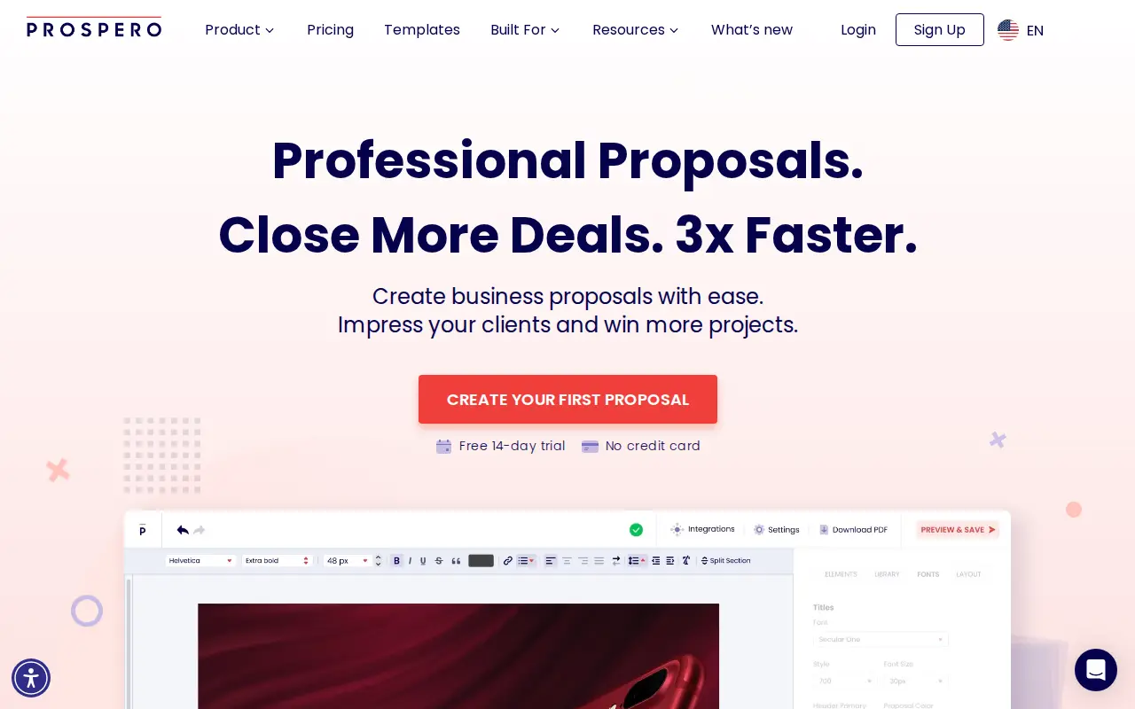 Screenshot of the Prospero website
