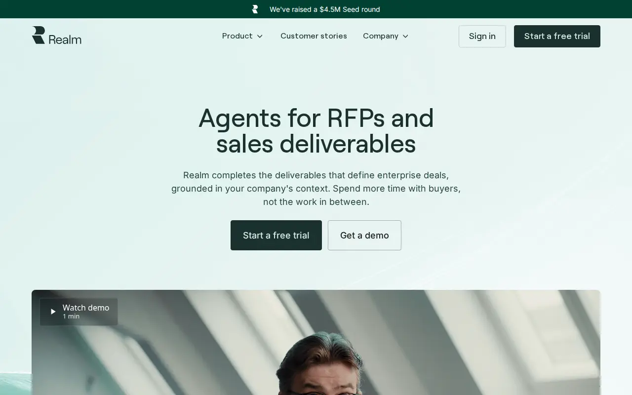 Screenshot of the Realm website