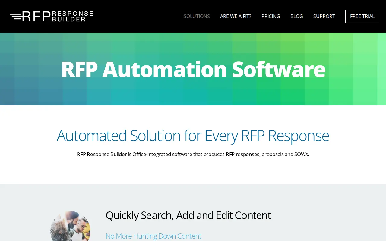 Screenshot of the RFP Response Builder website