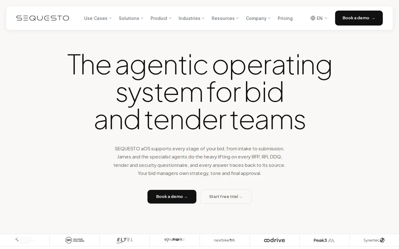 Screenshot of the Sequesto website