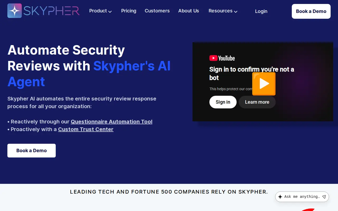 Screenshot of the Skypher website