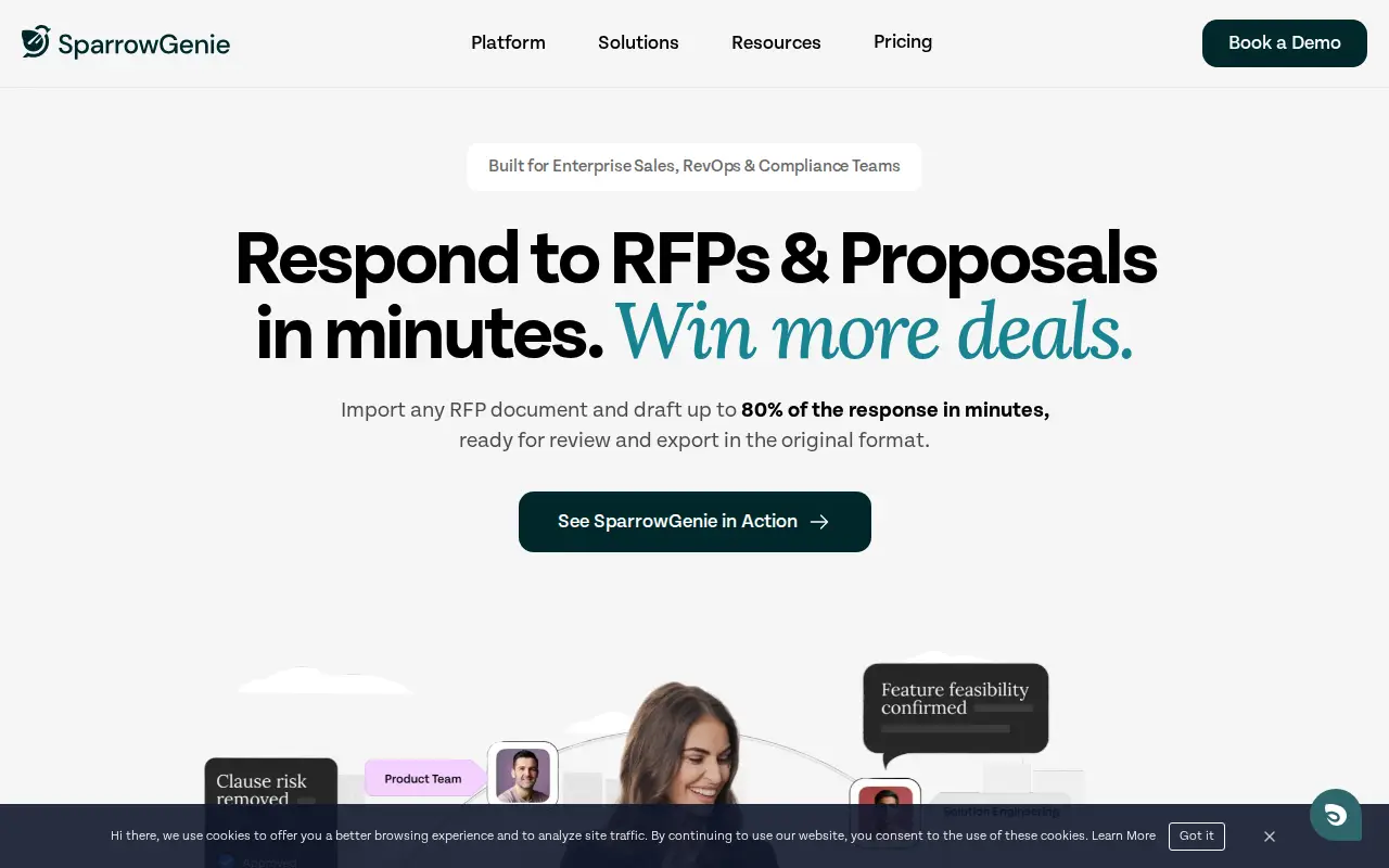 Screenshot of the SparrowGenie website