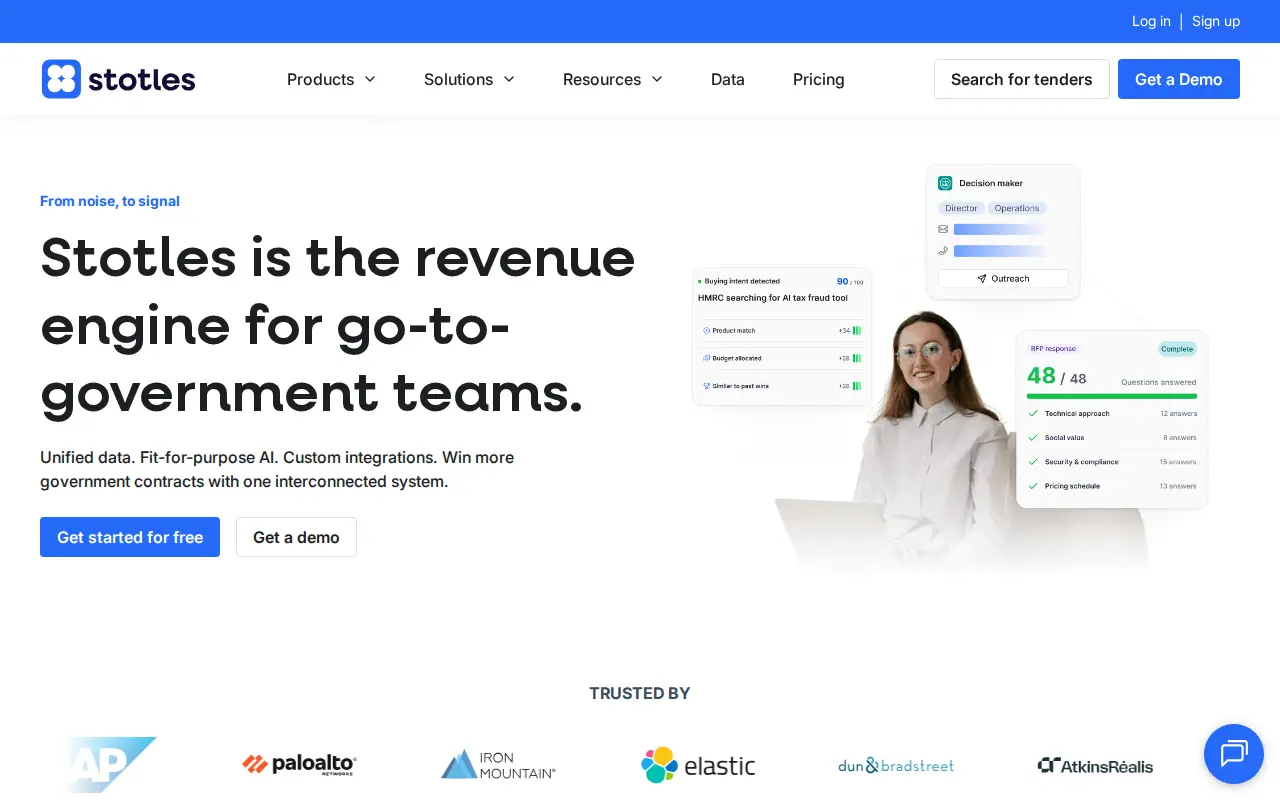 Screenshot of the Stotles website