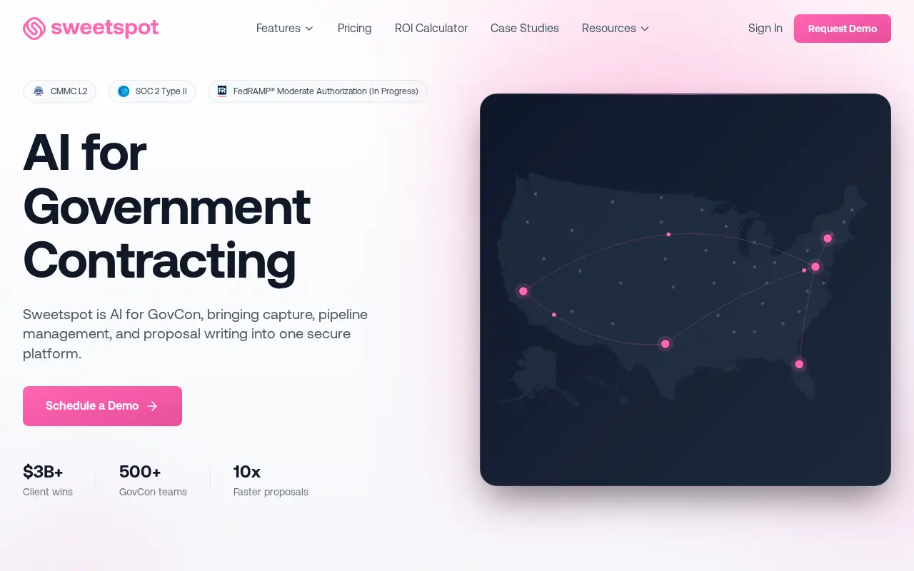 Screenshot of the Sweetspot website