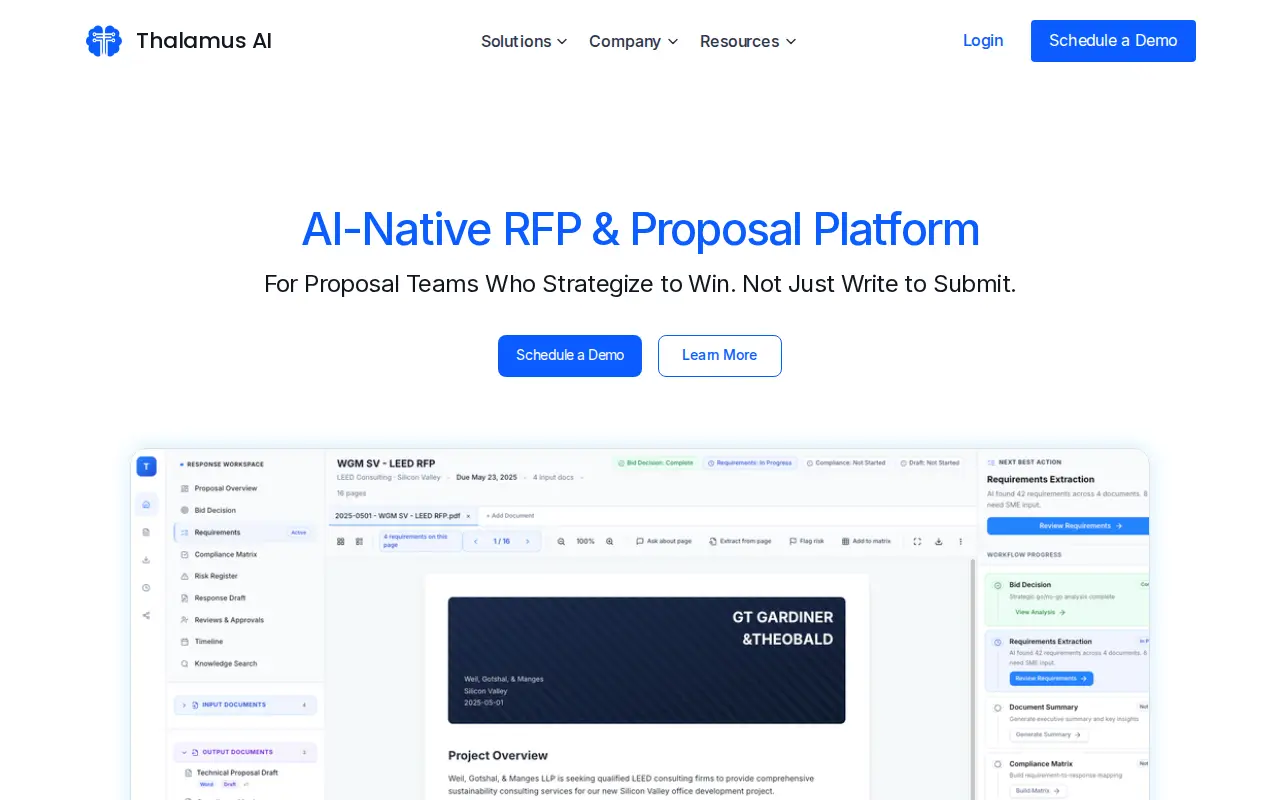 Screenshot of the Thalamus AI website