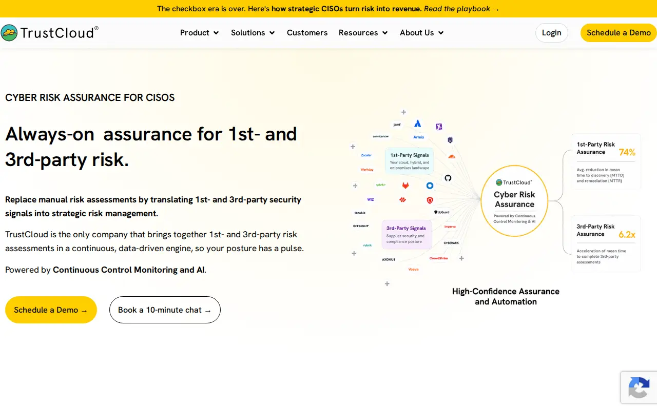 Screenshot of the TrustCloud website
