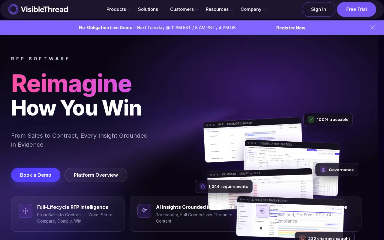 Screenshot of the VisibleThread website